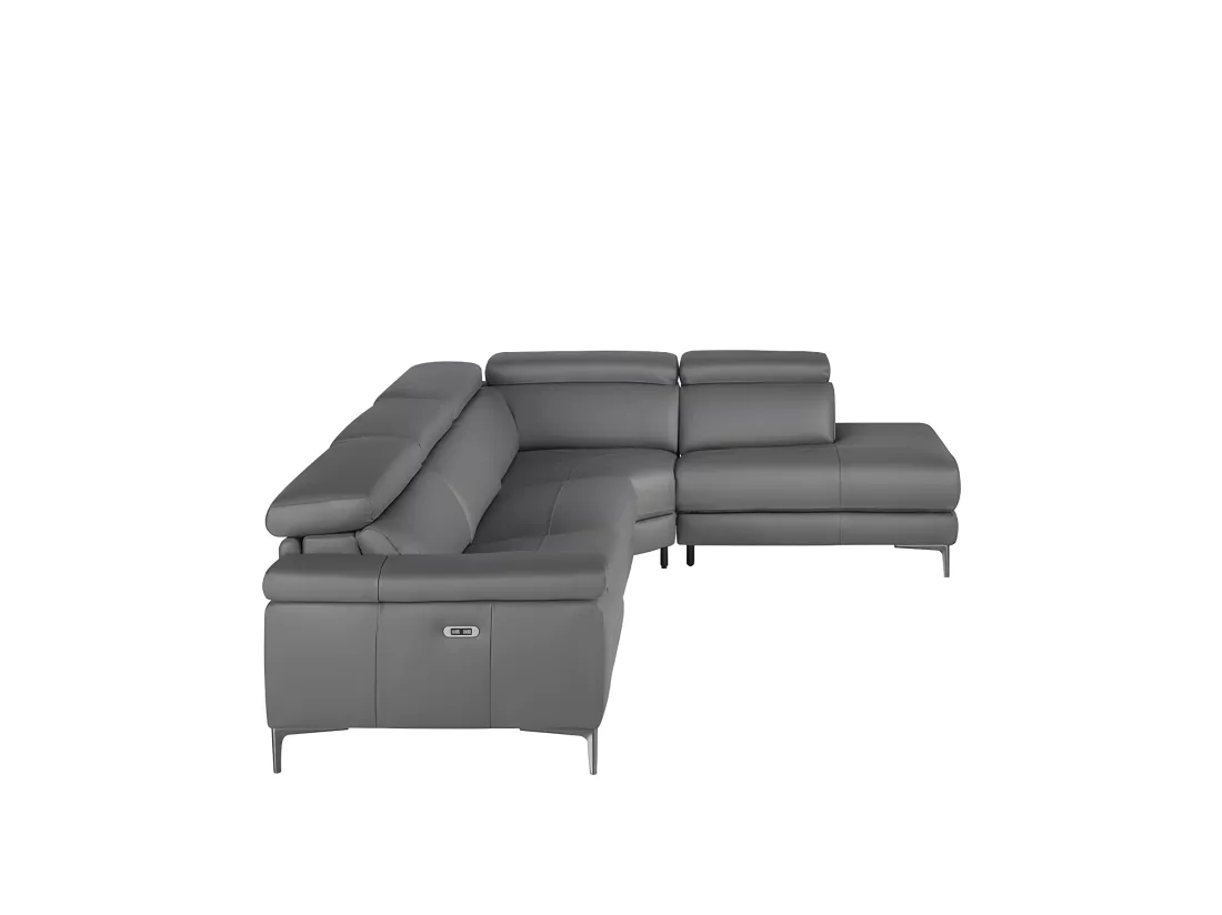 Canapé d'angle en cuir gris 6111 ANGEL CERDA
