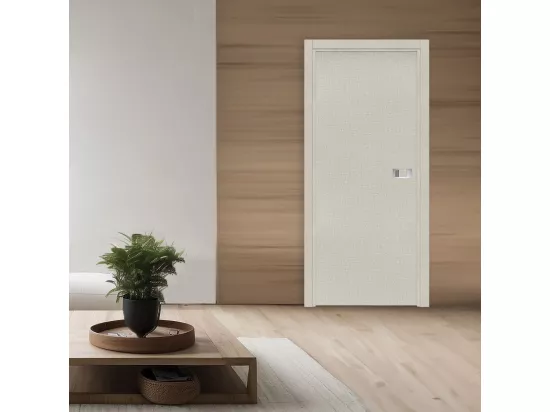 Bloc-porte Miro avec poignée Exclusive grise, H.204 x l.83 cm, aspect textile opale