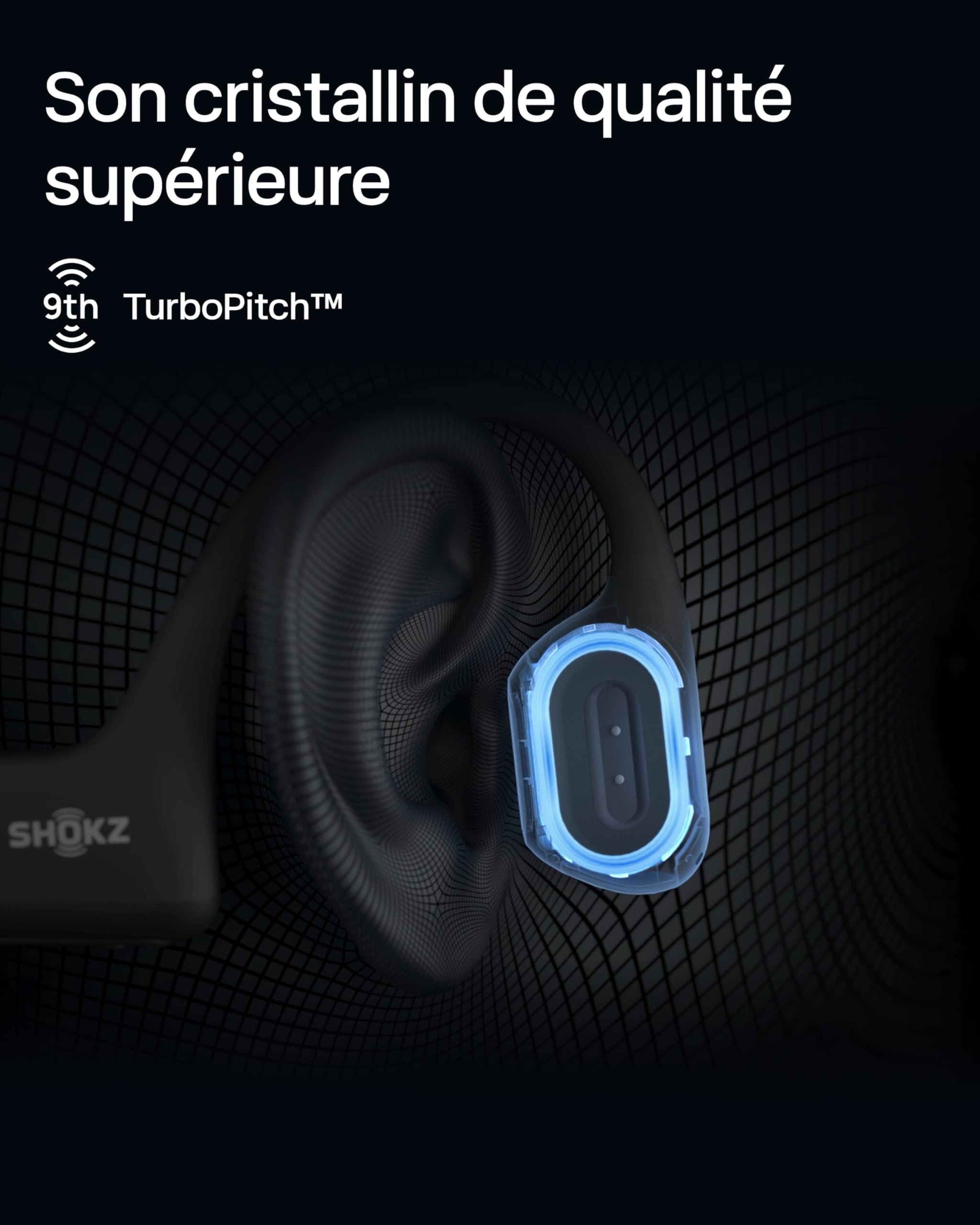 SHOKZ OpenRun Pro Mini Casque à Conduction osseuse, écouteurs Bluetooth Oreilles Libres pour Le Sport avec Micro, Casque sans Fil étanche IP55, 10H d’autonomie, Bandeau de Sport, Noir