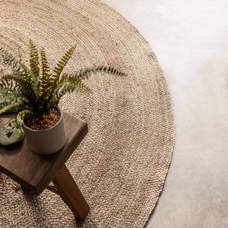 Jute Vloerkleed Geweven - Rond - Bruin
