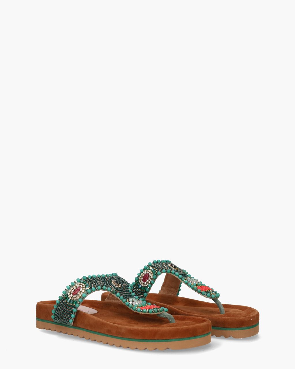 Di Lauro Rowena Groen/Multicolor Damesslippers