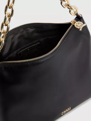 Bolsa de ombro de couro com alça de corrente