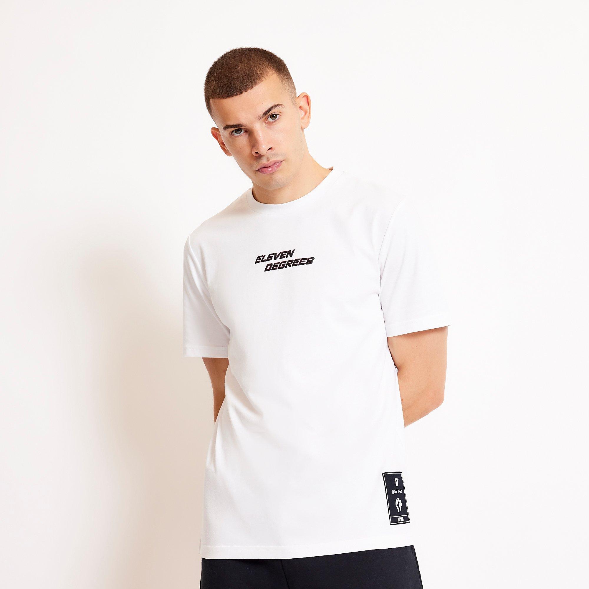 11 Degrees 11D City Circle Graphic T Shirt White  Scarlet