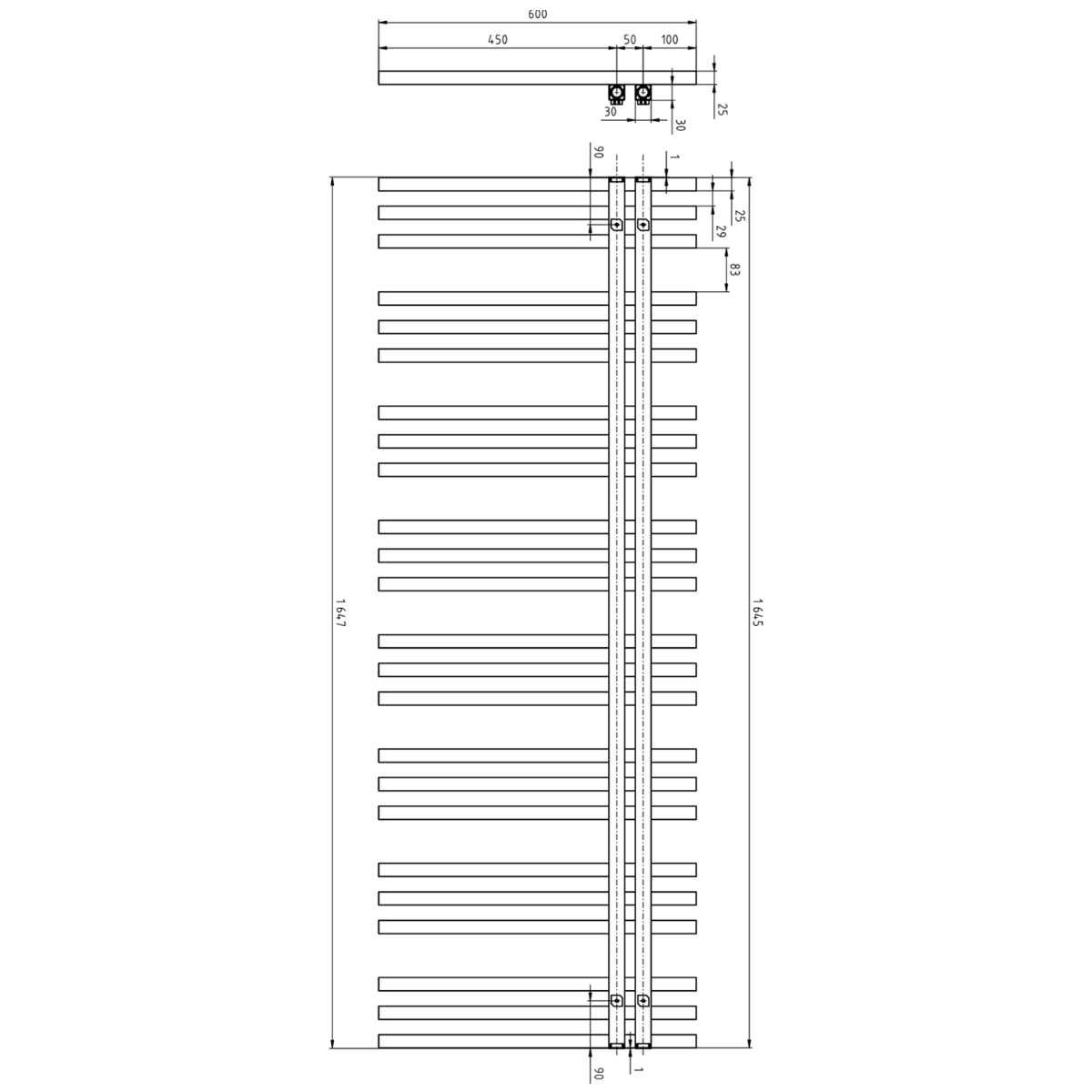 Sapho Sophina radiator mat wit 60x165cm 833W