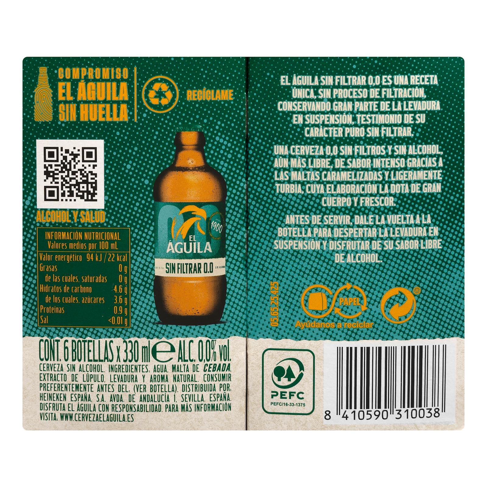 Bière El Águila 0,0% sans alcool, non filtrée