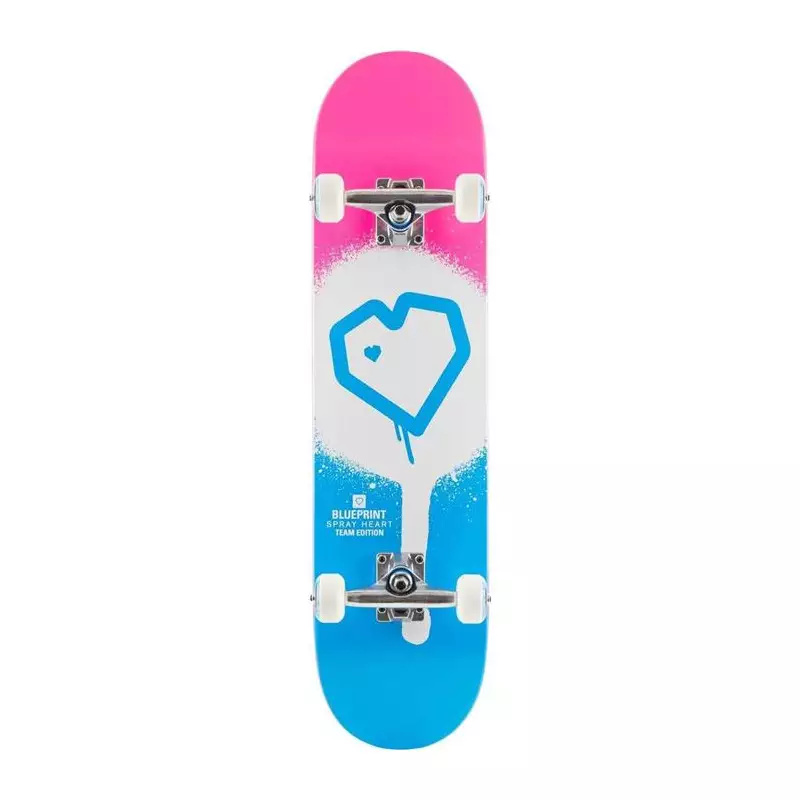 Skate BLUEPRINT Spray Heart V2 Blanc/Rose 7.75