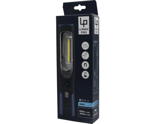 LUMAK PRO LED oplaadbare werklamp 120 lm 400 lm Brandduur 10-3,5 uur 65 K IP54 IK07 USB-C