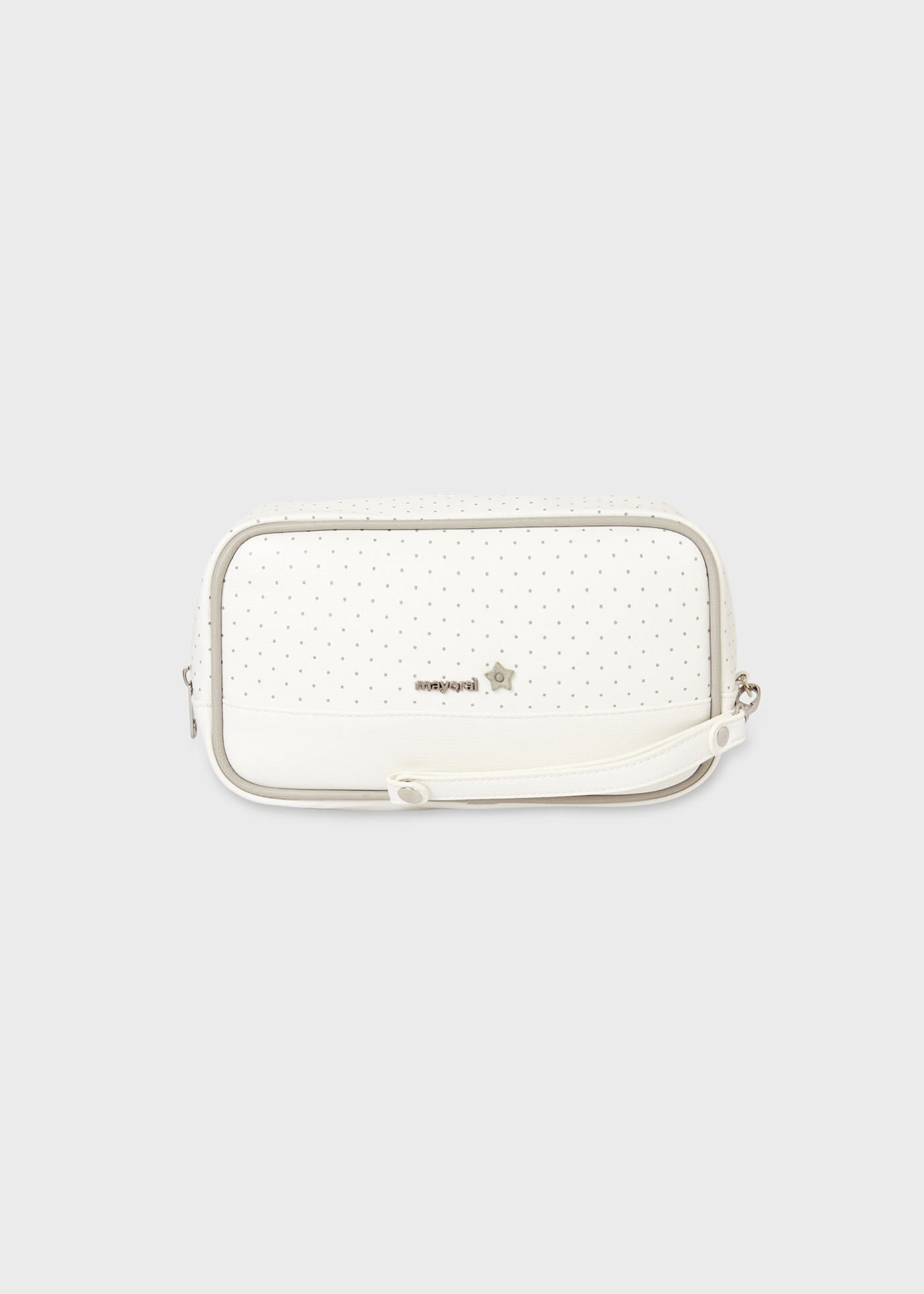 necessaire de bebê com estampa de bolinhas