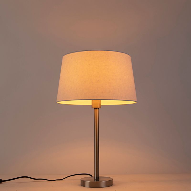 Moderne tafellamp staal met witte kap 32 cm - Simplo