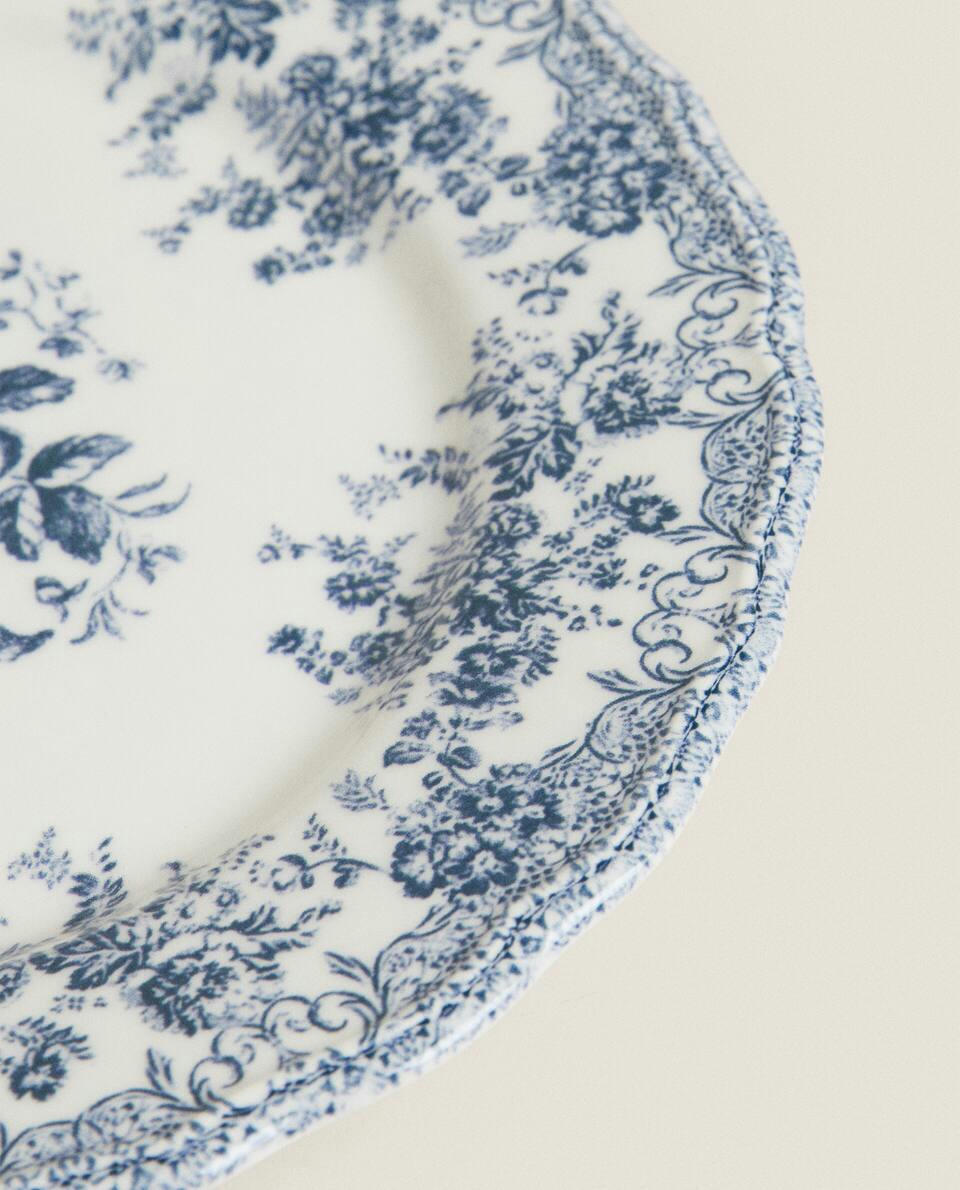 PRATO DE JANTAR DE CERÂMICA COM DETALHES FLORAL