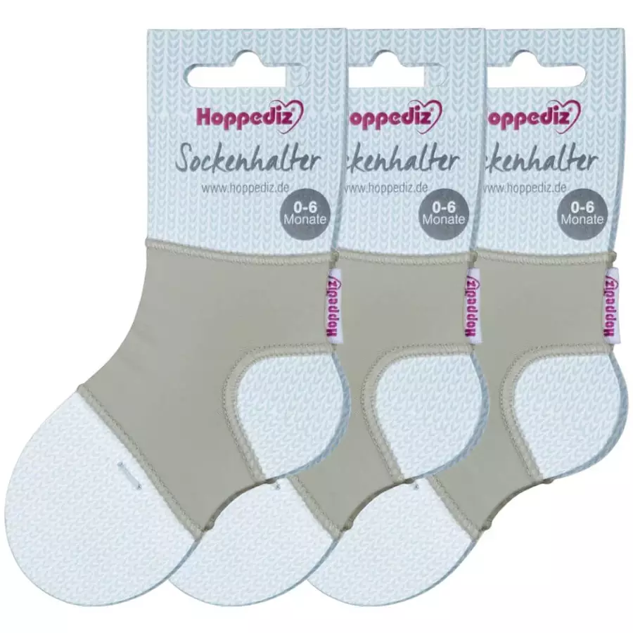 Hoppediz Babysocken Sockenhalter 3-er Set grau