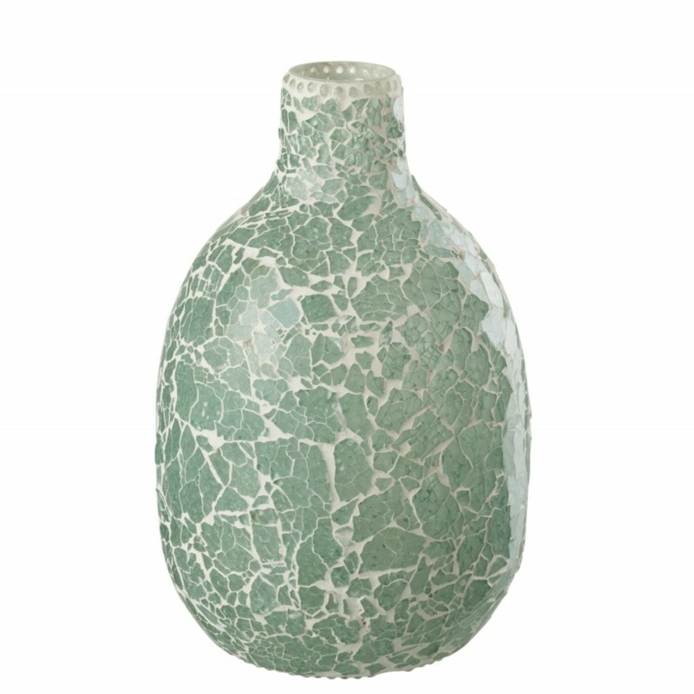 Vase en mosaïque en verre bleu 17x17x26 cm