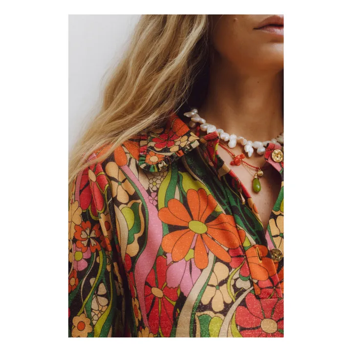 JoSephine Robe Fleurs Negroni Métallisée | Orange