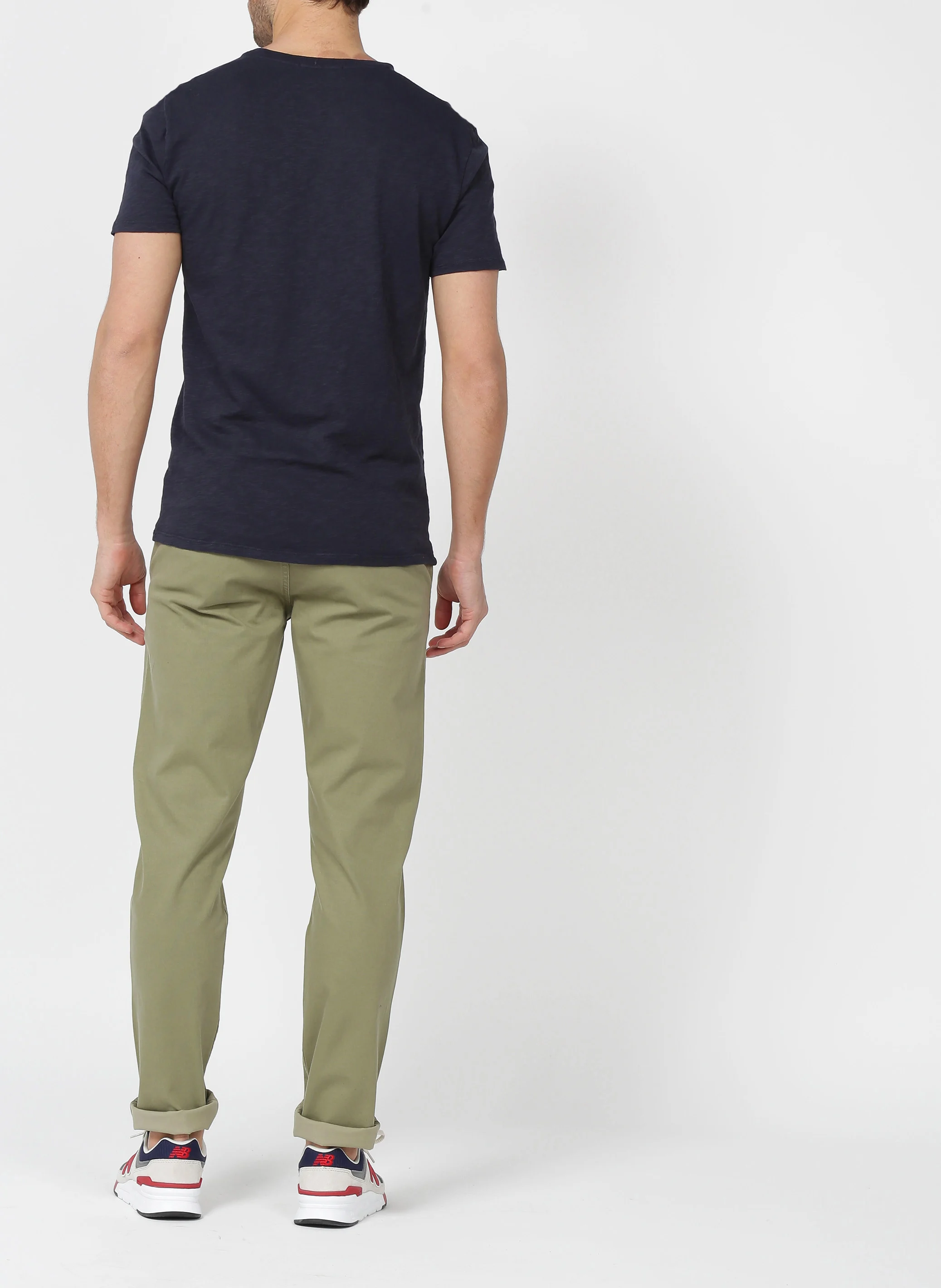 BYSAPICK - Tee-shirt regular-fit à col rond en coton | Bleu