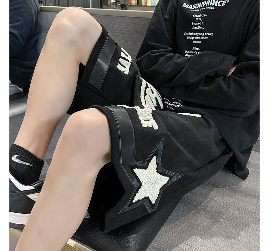 Whyessa - Losse shorts met geborduurde letters