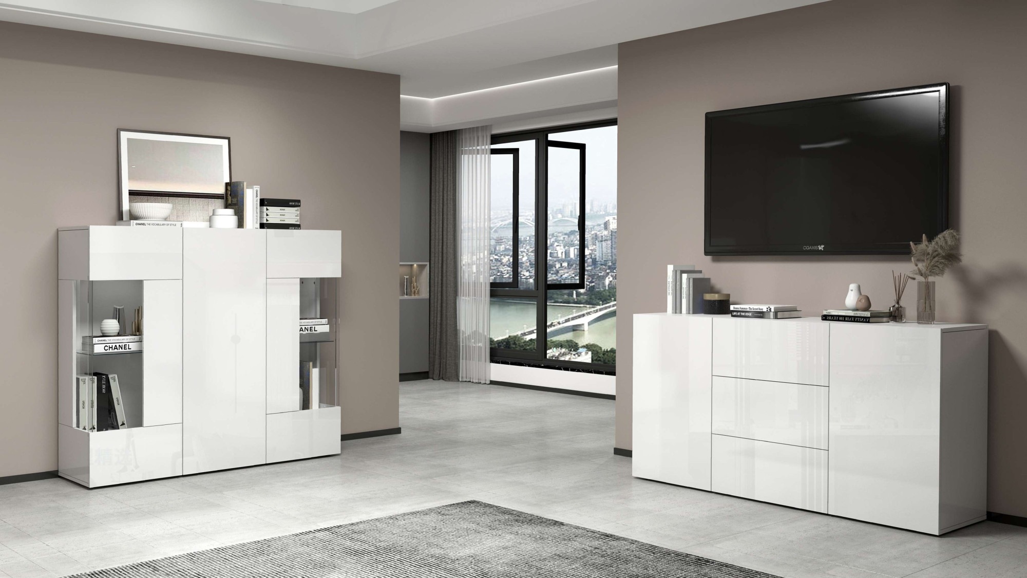 INOSIGN Sideboard »Egypt, Kommode, Schrank, Kredenz,  grifflos« 2 Türen, 3 Schubkästen, kompl. Hochglanz lackiert Breite 160