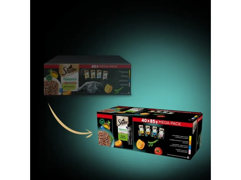 SHEBA Nature's mix smagsvarianter i sauce katteposer40x85g