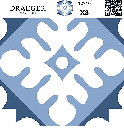 8 carreaux adhésifs motif losange feuille bleue L.10 x H.10 x l.0,4cm