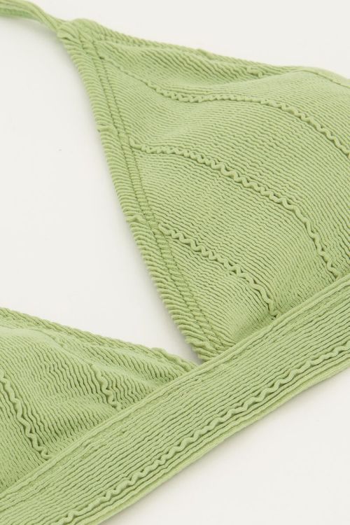 Groene bikini top triangel met rib en ruffle