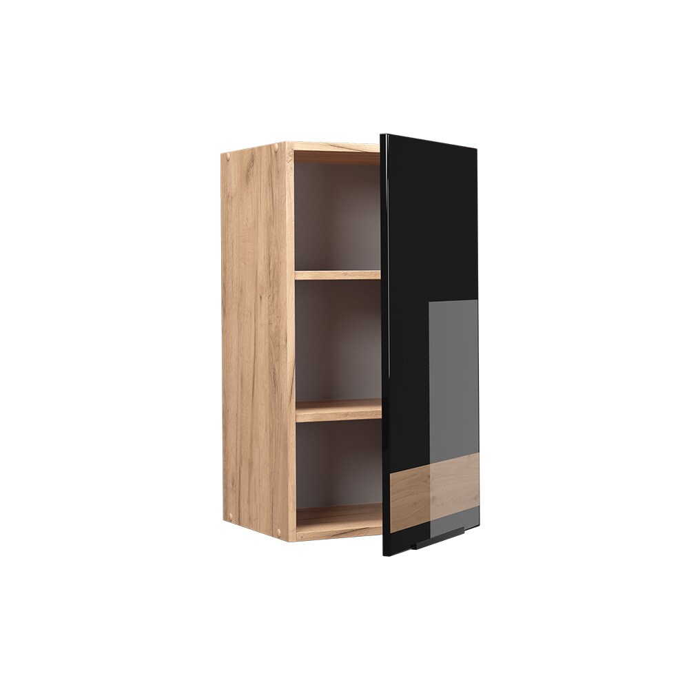 Vicco Hängeschrank Küchenschrank Küchenmöbel Fame-Line Eiche Schwarz 40 cm modern Hochglanz