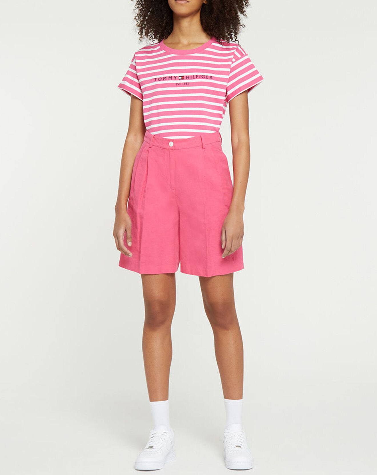 Tommy Hilfiger T-Shirt 100% Coton Bio Relaxed Hilfiger blanc/rose