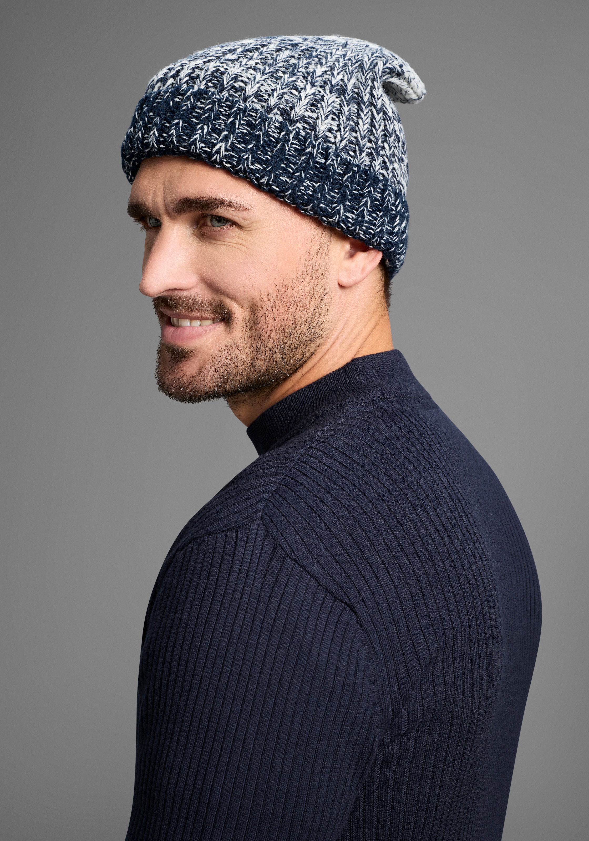 Man's World Strickmütze , in auffälliger Melange-Optik - NEW