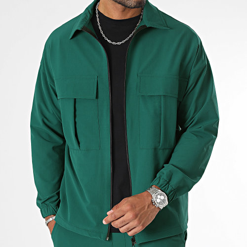 Ensemble Veste Zippée Et Pantalon Cargo 10701336 Vert Bouteille