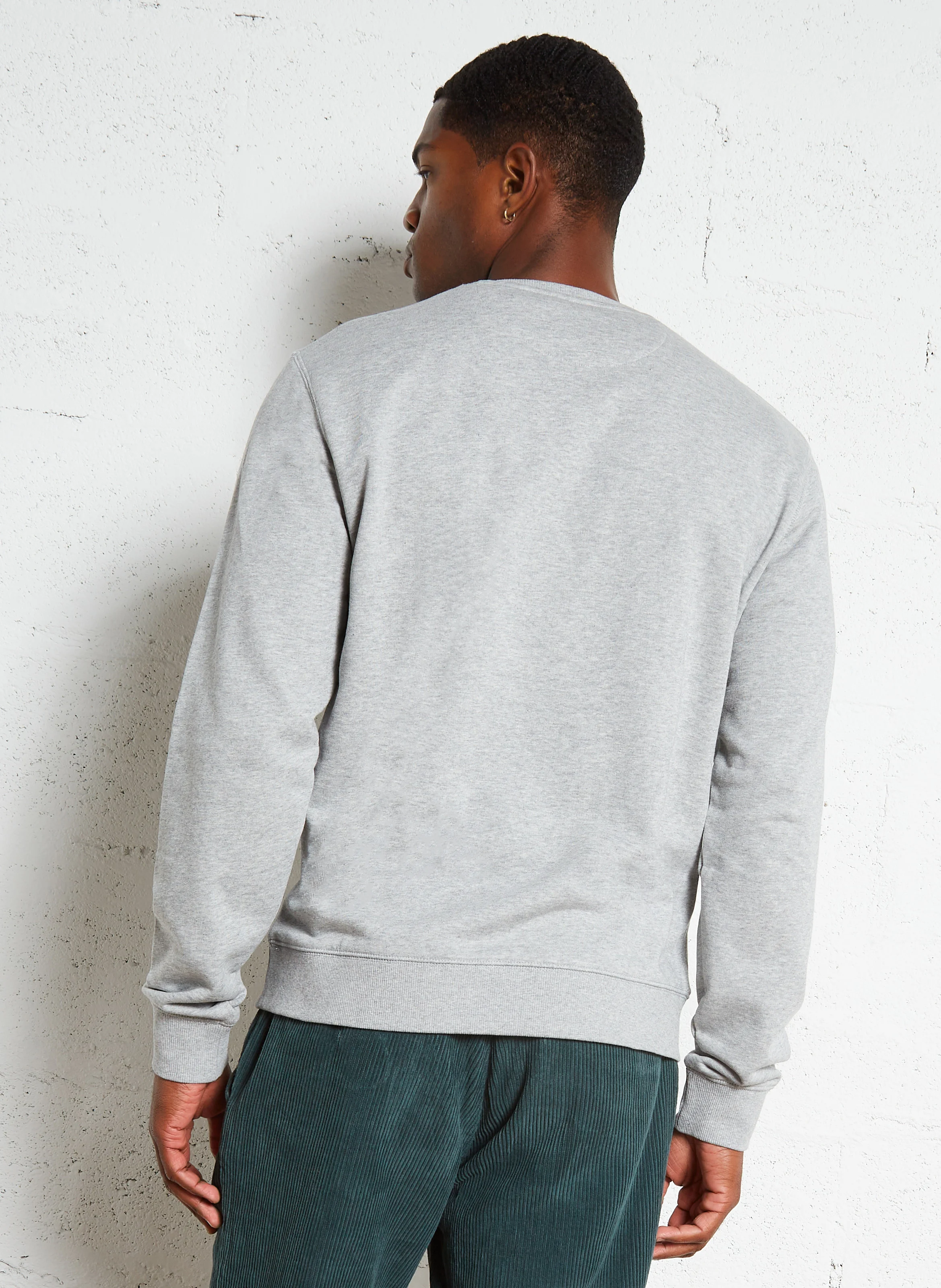 TIM - Sweat slim-fit col rond en coton bio | Argent