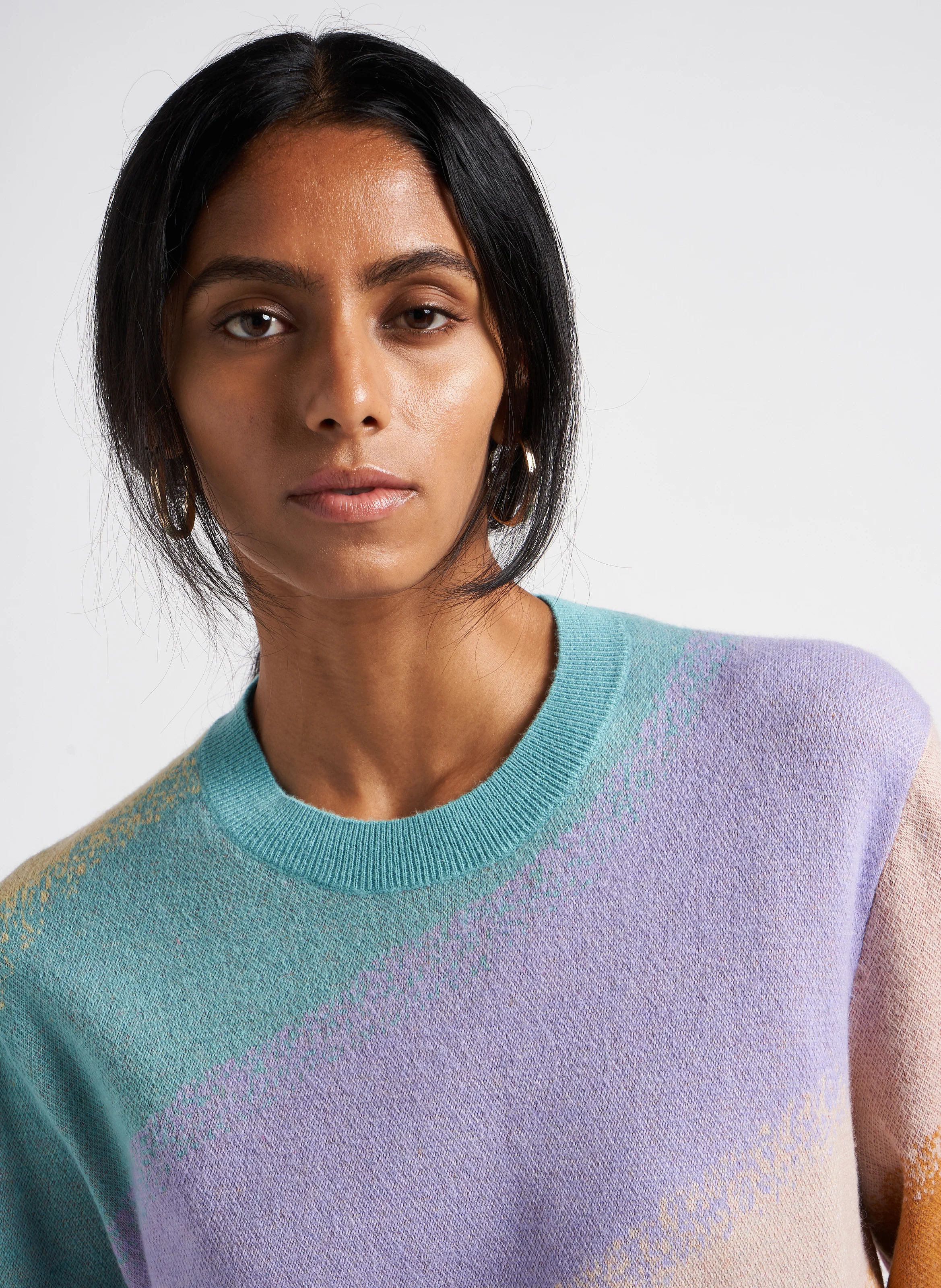 Pull col rond en jacquard | Multicolore