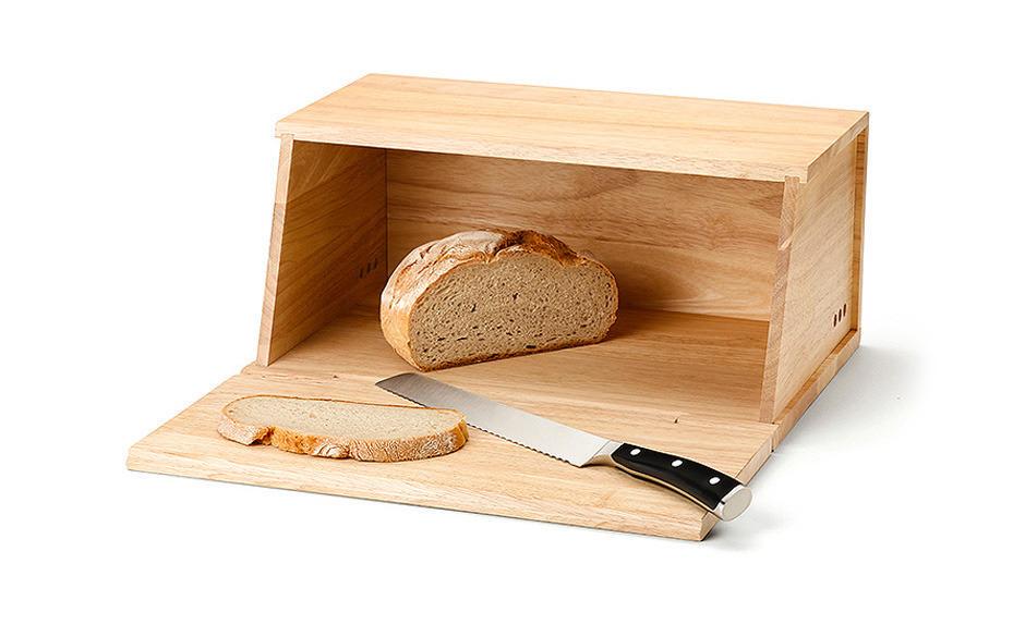 Brotkasten BeigeAus Gummibaumholz