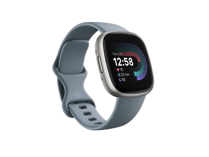 Fitbit Versa 4 - 40 mm - platin - smart ur med bånd - vandfaldsblå - båndstørrelse: S/L - NFC, Bluetooth