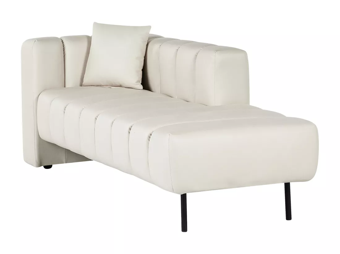 Chaise longue côté droite en similicuir vegan blanc cassé LANNILS