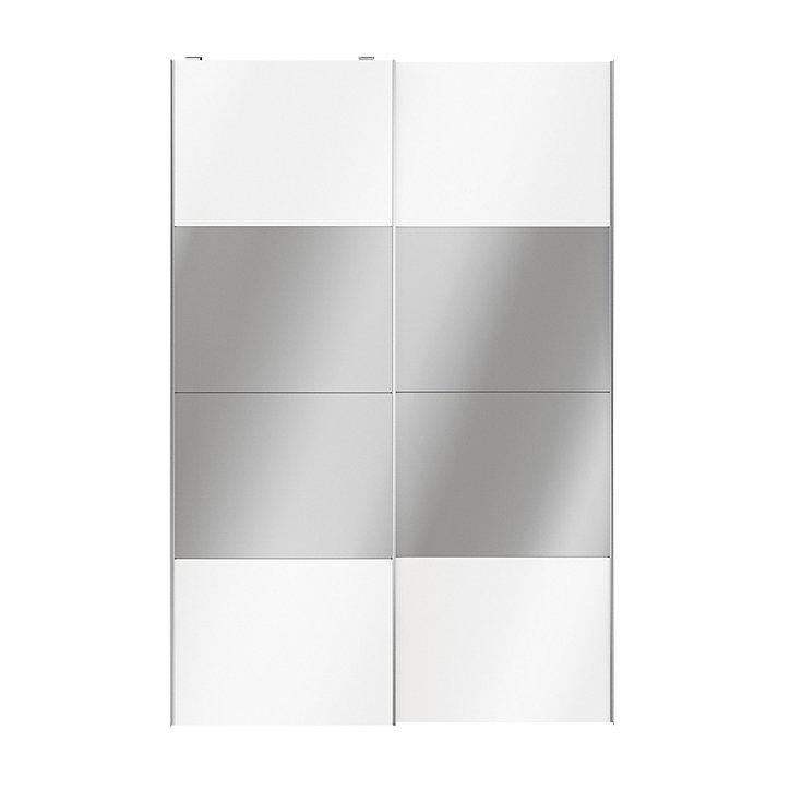 Portes de placard coulissantes 2 vantaux panneaux blancs brillants et miroir GoodHome Atomia H. 225 x L. 150 x ép. 5,5 cm