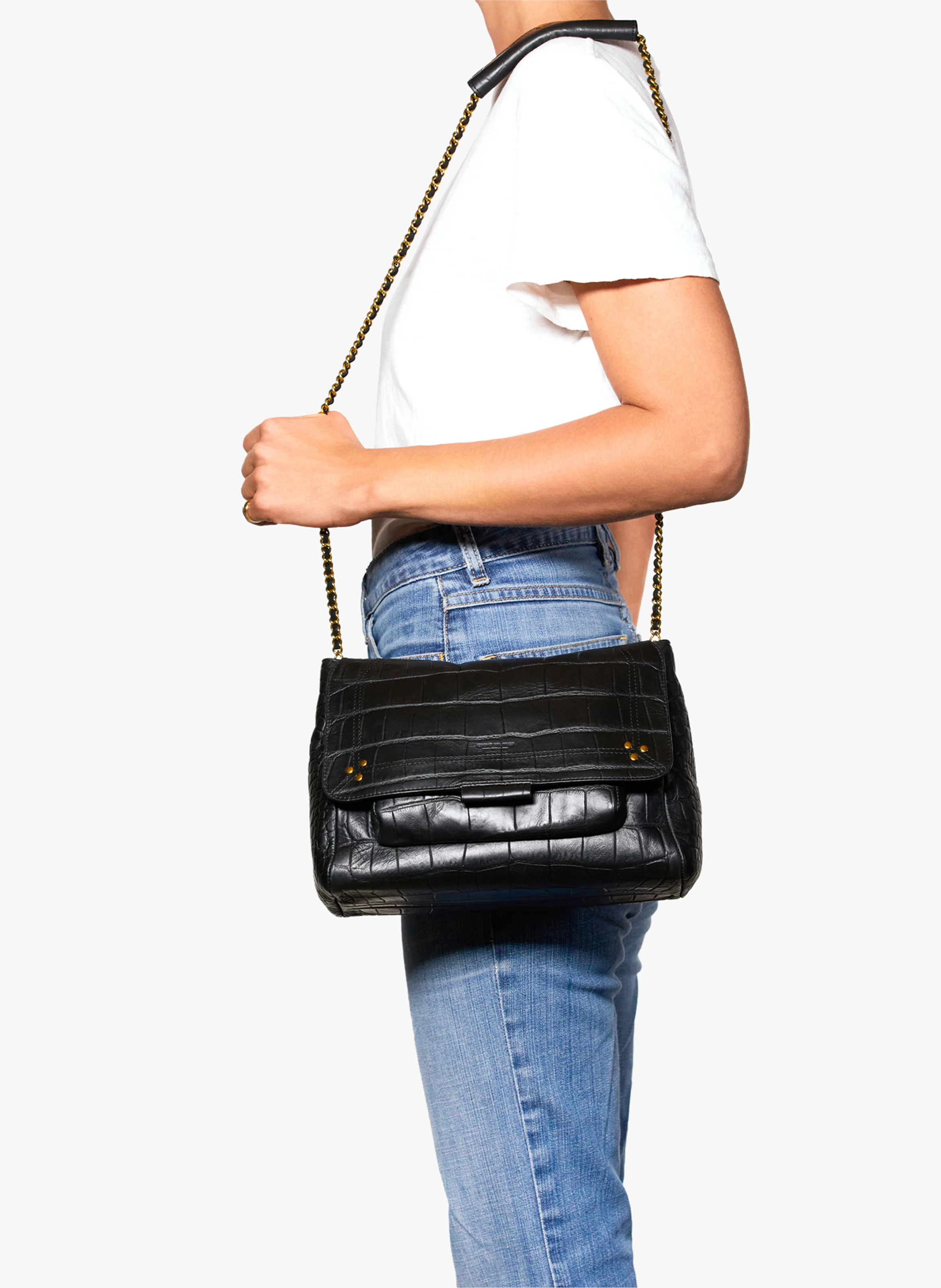 LULU L - Sac besace en cuir | Noir