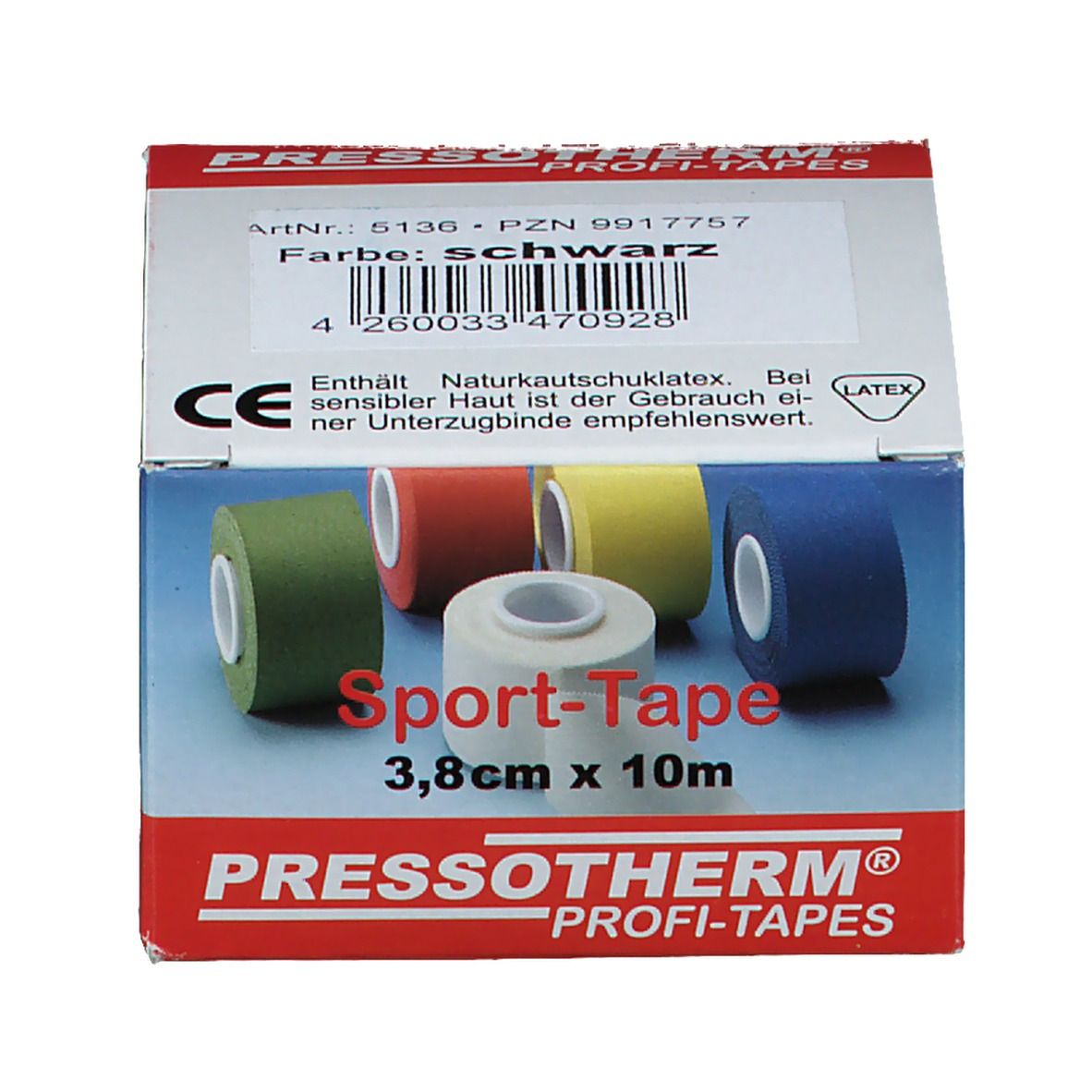 Pressotherm® Sport-Tape 3,8 cm x 10 m schwarz