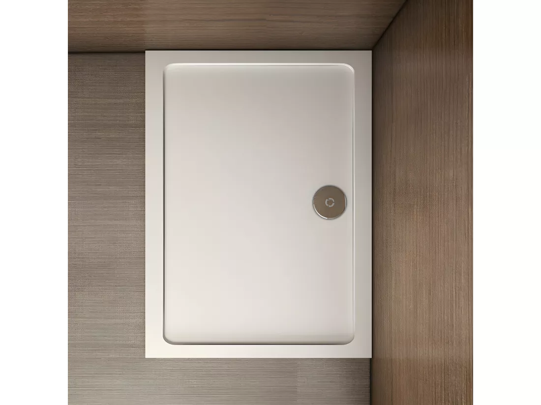 Receveur de douche blanc 120x80x3cm rectangulaire, Extra-plat, gel coat, bac à douche anti-dérapant Modèle Classique