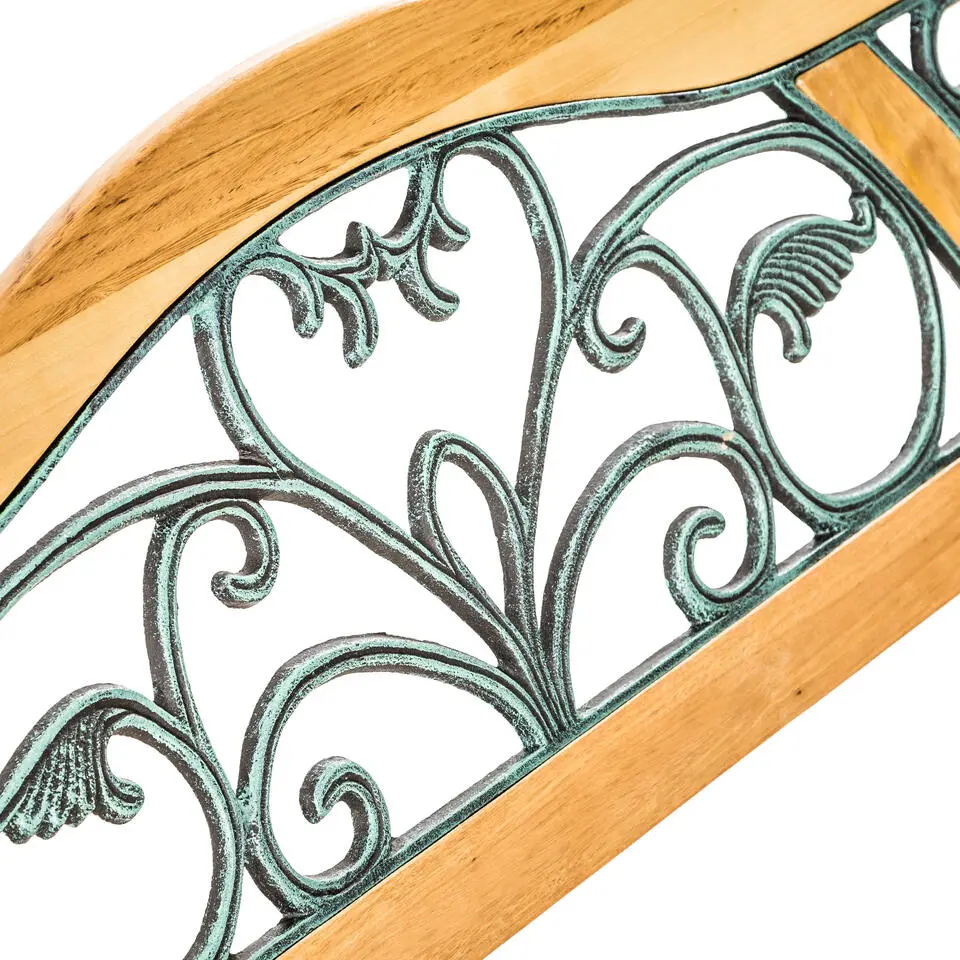 tectake Tuinbank Kathi 2-zitter van hout en gietijzer 124x60x83cm, Bruin