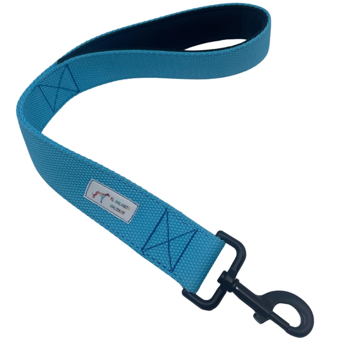 EGV - Guia curta para cães, 4 cm de largura, cabo de neoprene e 50 cm de comprimento. (Azul)