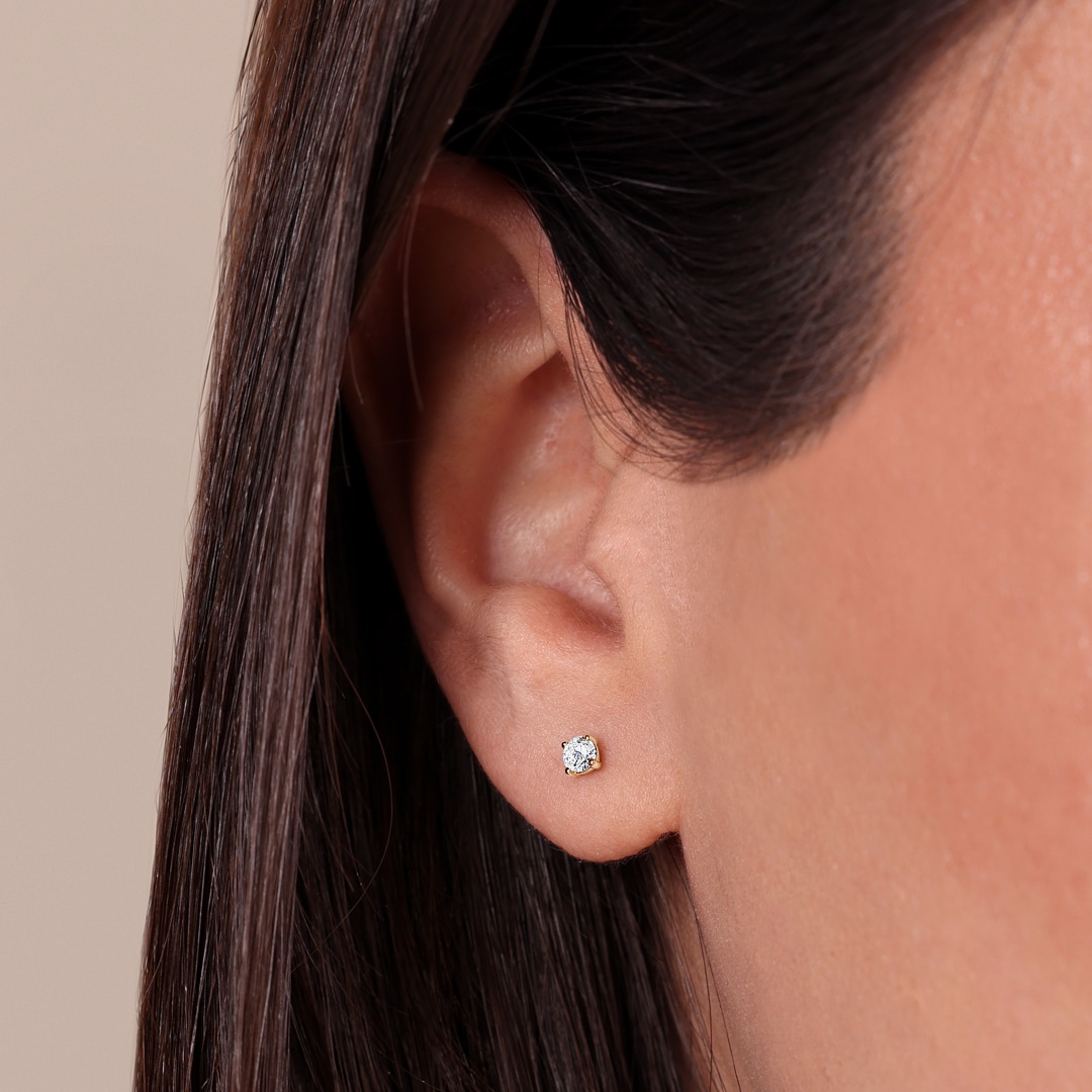 0.20 Karat Solitär Diamantohrstecker 750/18 K Roségold in 4-Griff