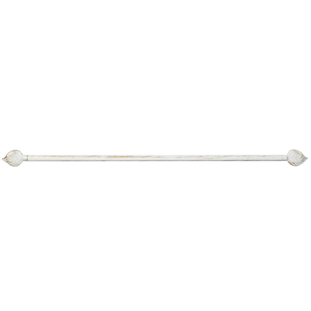 Tringle à vitrage Extensible 40-60 cm embout feuille blanc vieilli