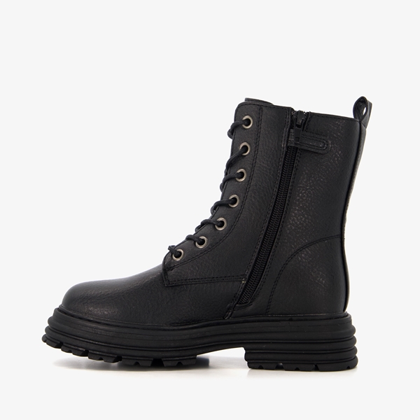 Blue Box meisjes veterboots met chunky zool zwart