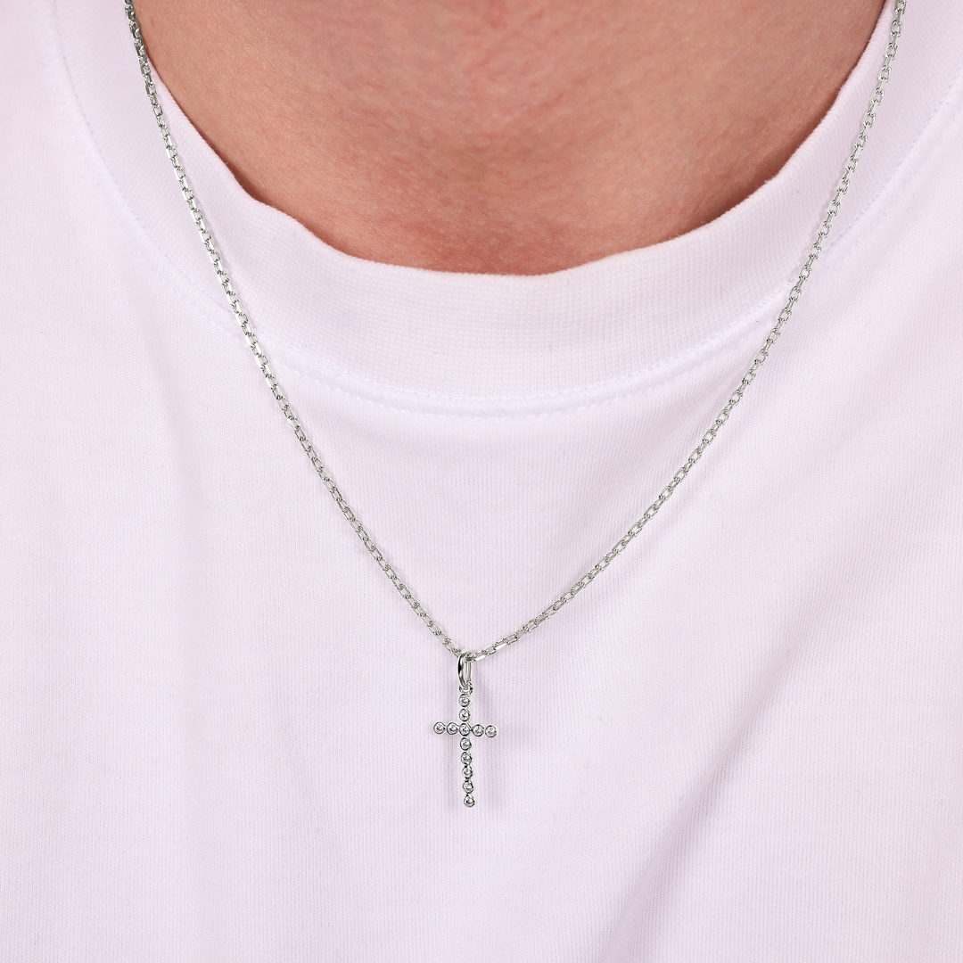 Anhänger 750/18 K Weissgold Kreuz mit Zirkonia