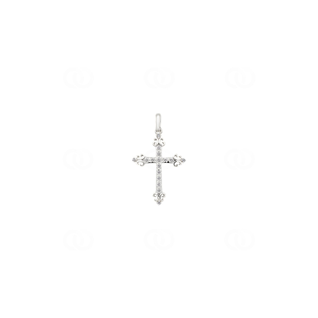 Anhänger 750/18 K Weissgold Kreuz mit Diamanten 0.048 ct H/si