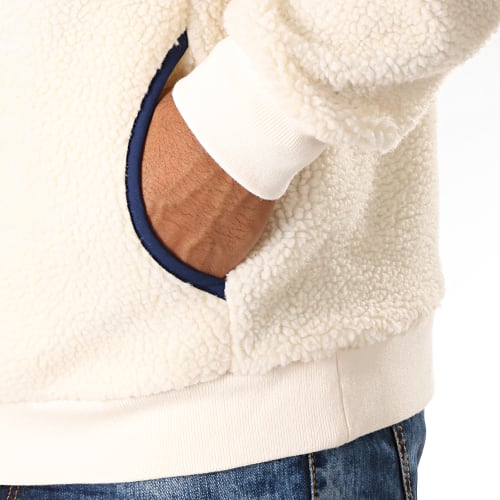 Sweat Col Zippé Mouton Andric Blanc Cassé Bleu Marine