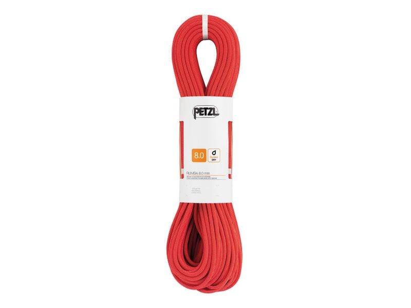 Petzl Kletterseil Rumba Half Dry 8.0, Rot, Länge: 50 m Halbseil mit Duratec-Dry-Imprägnierung zum Klettern von Mehrseillängenrouten und Bergsteigen