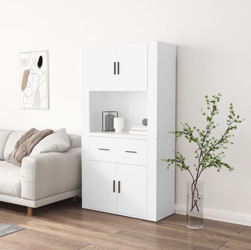 vidaXL - Hoge Kast - Wit - Bewerkte Hout