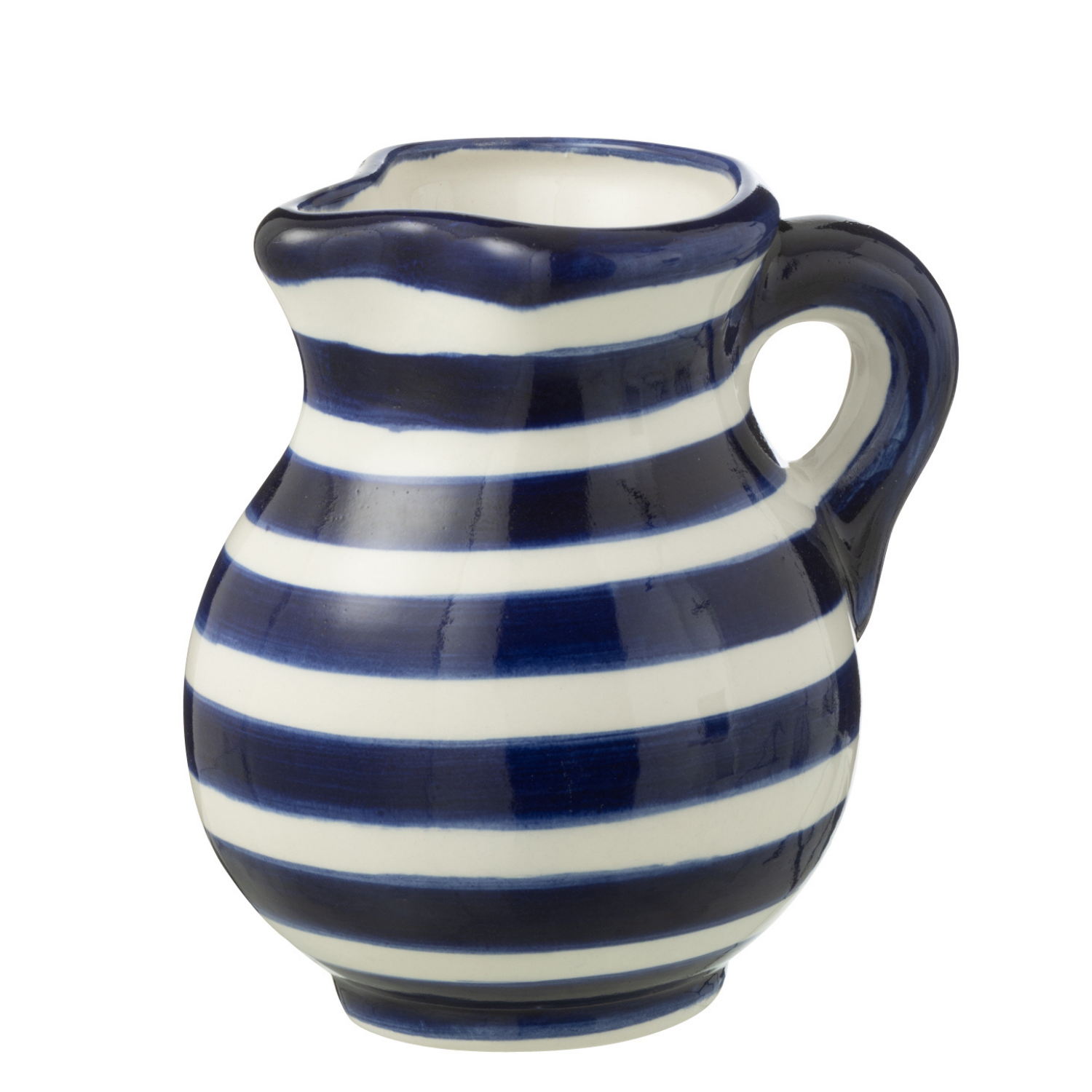 J-Line kruik Granada Stripes - keramiek - wit|blauw - small