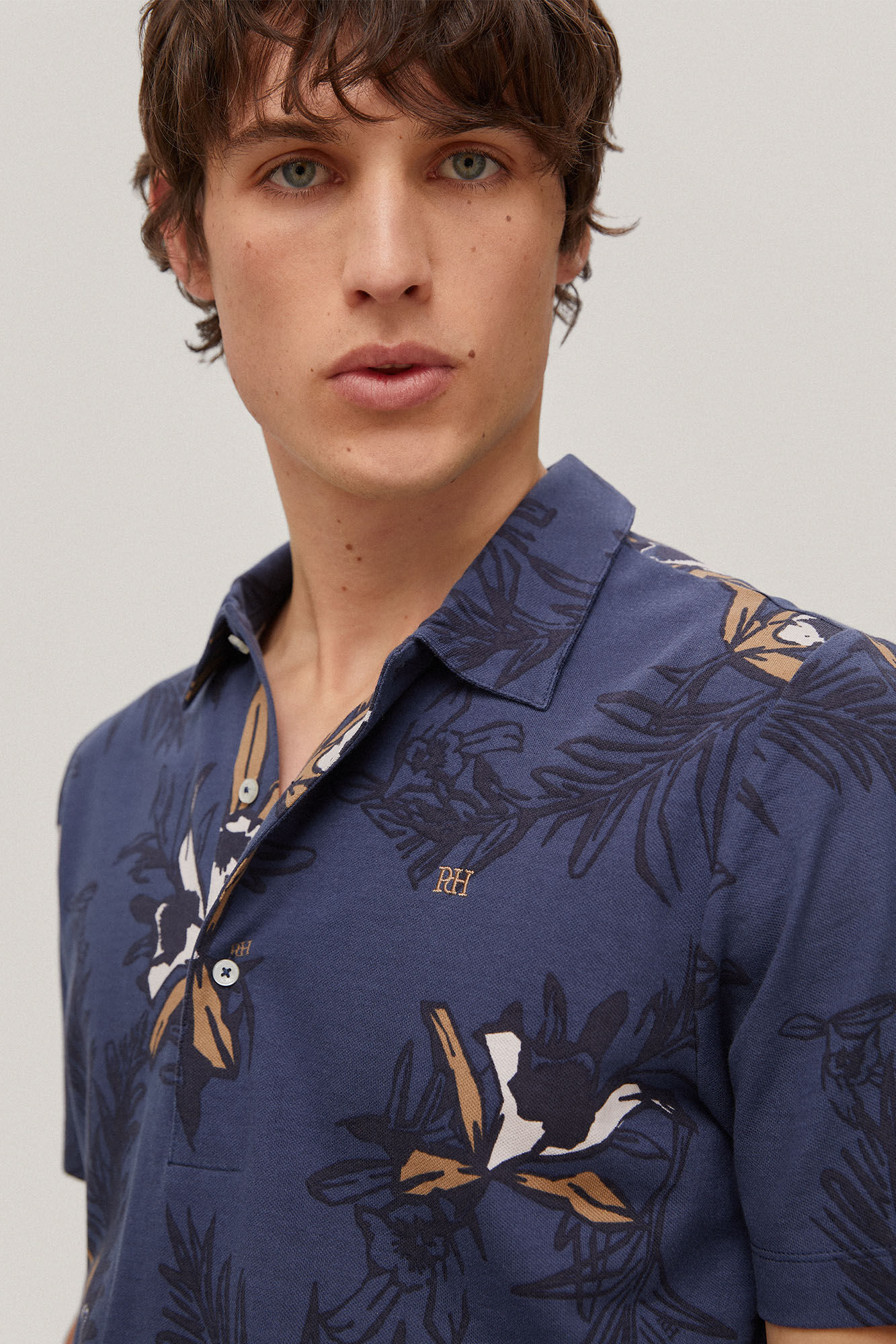 Camisa polo estampada - Azul