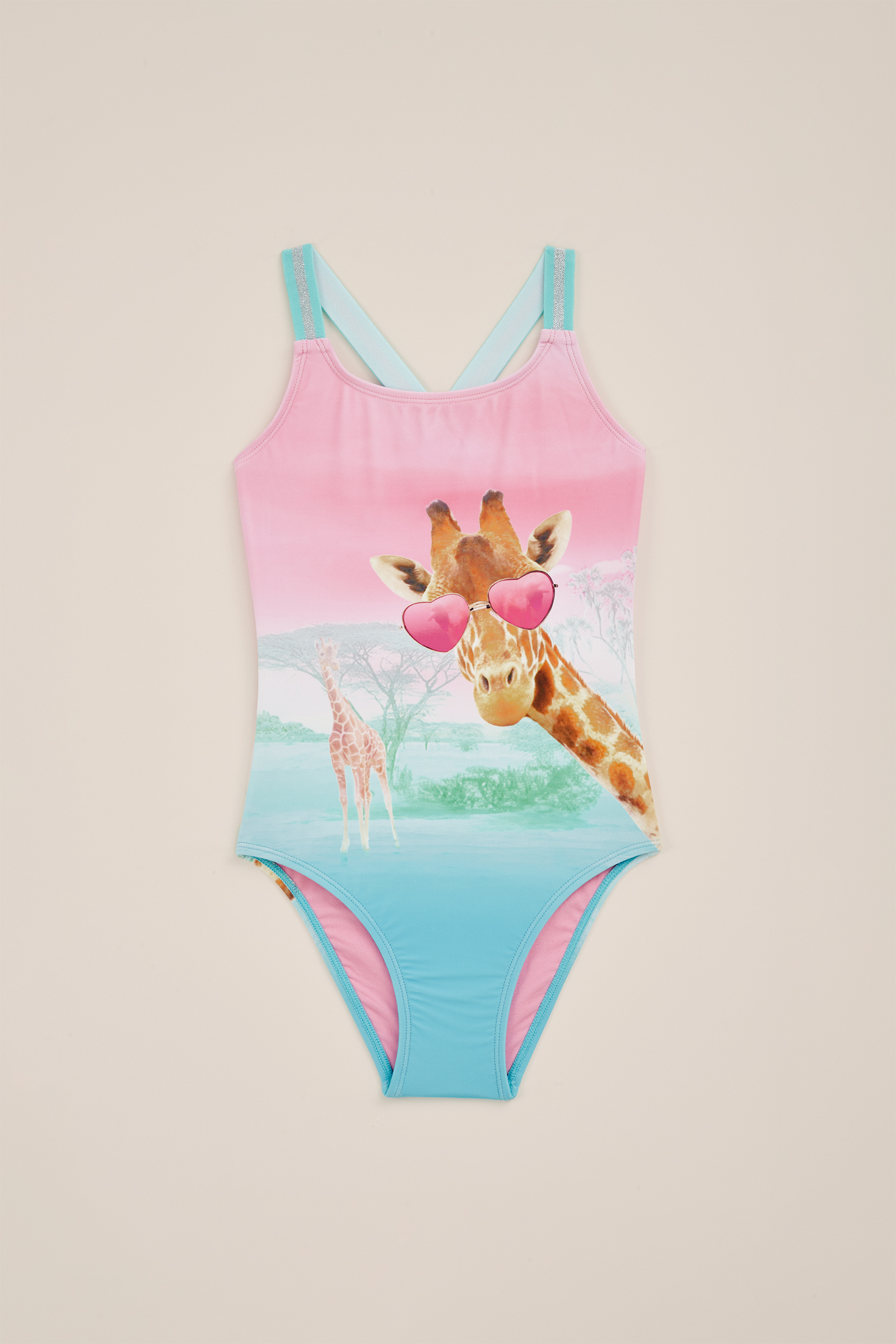 Meisjes badpak met dessin WE Fashion Zeegroen