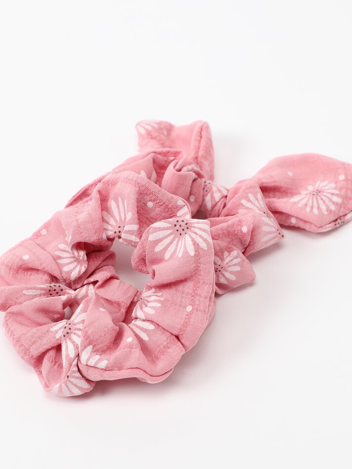 Conjunto de tiara de flores e 2 scrunchies - Vários modelos